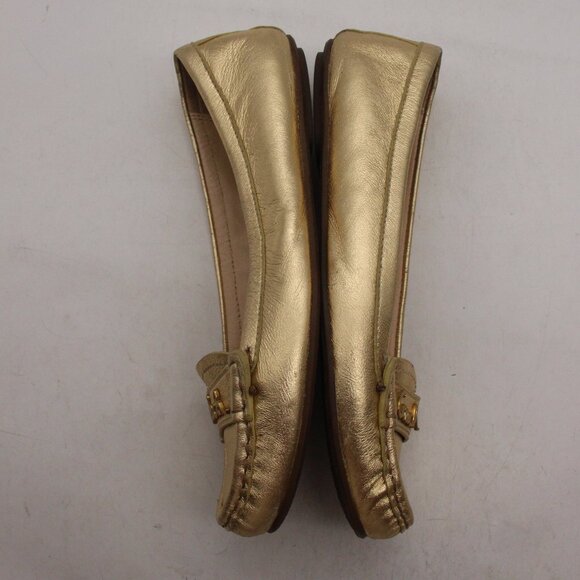 COACH Olson Women's Size 6.5 B Gold Leather Logo Loafers Slip On Shoes A2213 - Picture 7 of 10